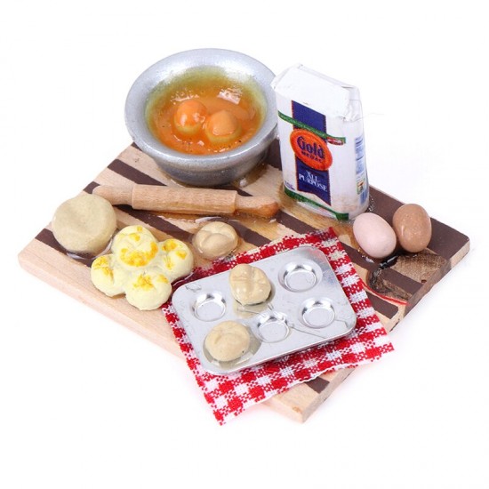 Kitchen Food Eggs Milk Bread on Board