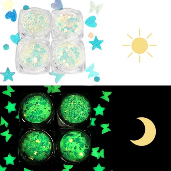 4 Styles Luminous Sequins Glow In the Dark Glitters