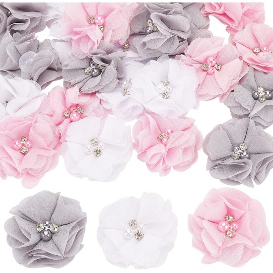 Chiffon Flowers Rhinestone Beads