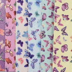 Butterfly Frosted Glitter Faux leather Sheet