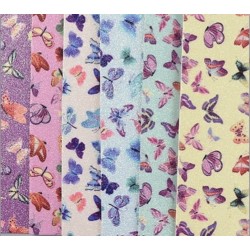 Butterfly Frosted Glitter Faux leather Sheet