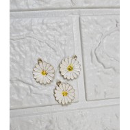 White Daisy Enamel Charm