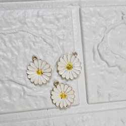 White Daisy Enamel Charm