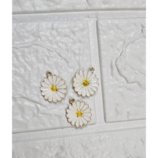 White Daisy Enamel Charm