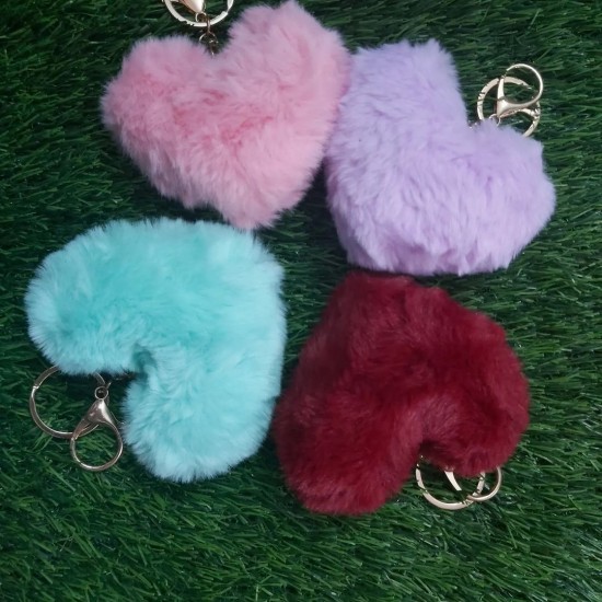 Heart Fur Ball Keychain