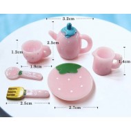 6Pcs Mini Resin Tea Set