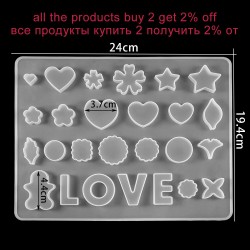 Star Heart Round Flower Love Drop Charm Mold 