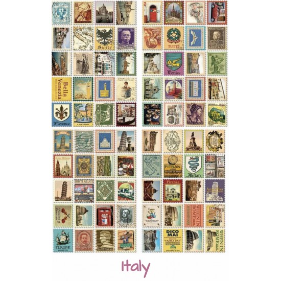 Vintage Italy style Stamps Design Stickers