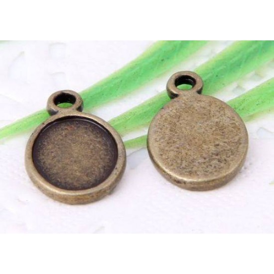 Small oval Bronze Plated （Lead-Free）Charms Pendants 