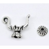 Silver Tone Teapot Charm Bead Caps Set