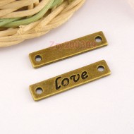 Antiqued Bronze "LOVE" Charm Connectors