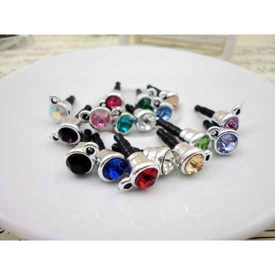 Crystal Rhinestones DIY Accessory Earphone Jack Plug 3.5mm Dust Plug