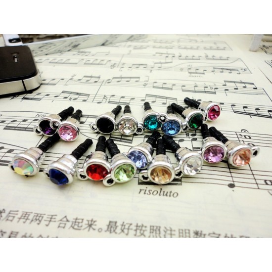 Crystal Rhinestones DIY Accessory Earphone Jack Plug 3.5mm Dust Plug