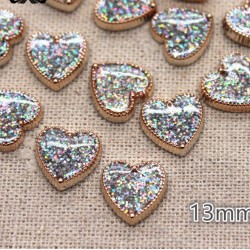 Glitter AB Golden Heart Plastic 