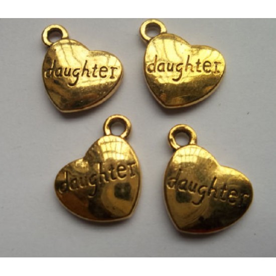 Gold Heart Daughter Charm