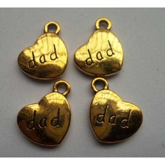 Gold Heart Dad Charm