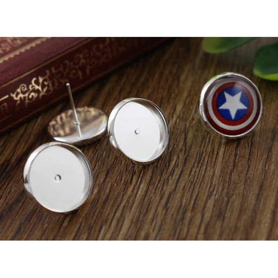 Rhodium Plated Earring Studs with Ear plug