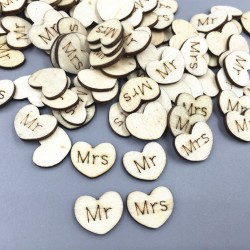 Wooden Heart Mr Mrs Lettering 