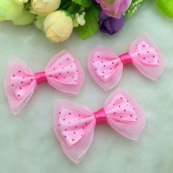 Pink Dot Ribbon Organza lace BOW