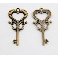 Bronze plated Heart key