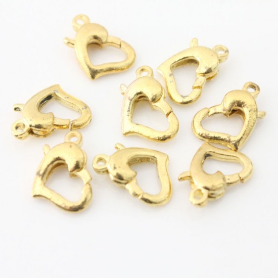 Golden Metal Peach Heart Lobster Clasp