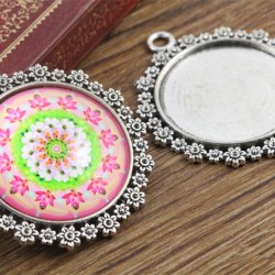 Silver color Flower Style Cabochon Base