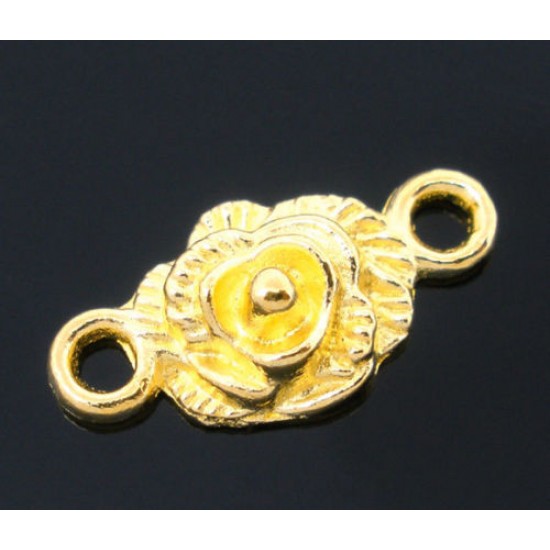 Gold Plated Flower Charm Connectors 