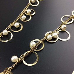 Gold circle pearl chain 