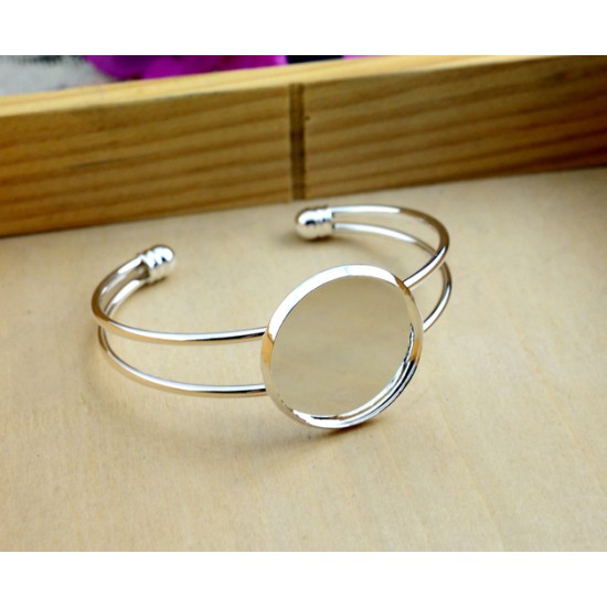 Silver Plated Bangle Base Bracelet Blank Tray Bezel