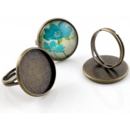 Cabochon Base Brass Adjustable Ring