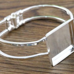 Silver Plated Square Bangle Base Bracelet