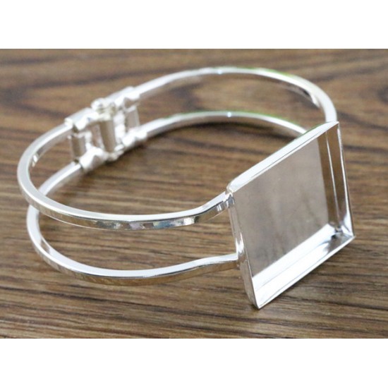 Silver Plated Square Bangle Base Bracelet