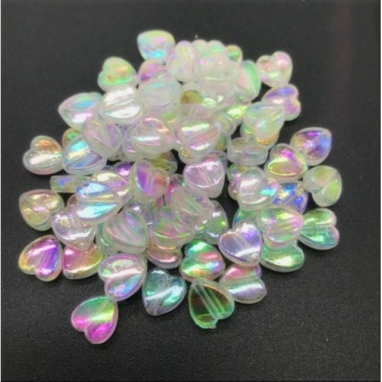 Transparent Rainbow Heart Bead