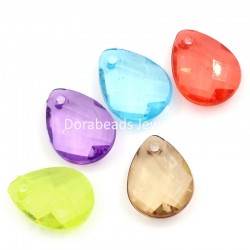 Mix Acrylic Crystal Charm Pendants Flat Teardrop 