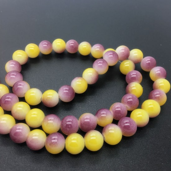 Purple Yellow Double color glass beads