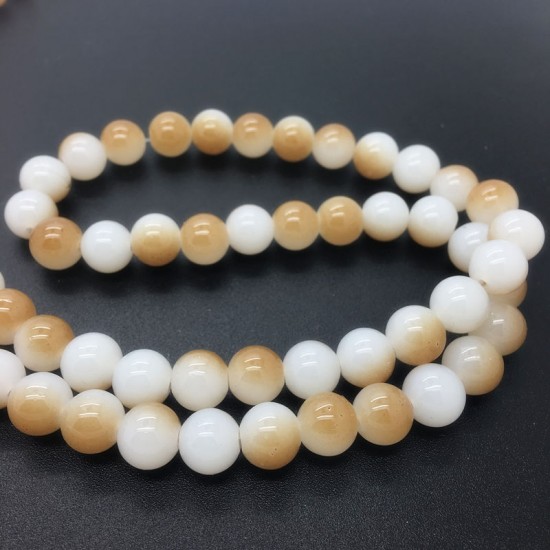 White Brown Double color glass bead